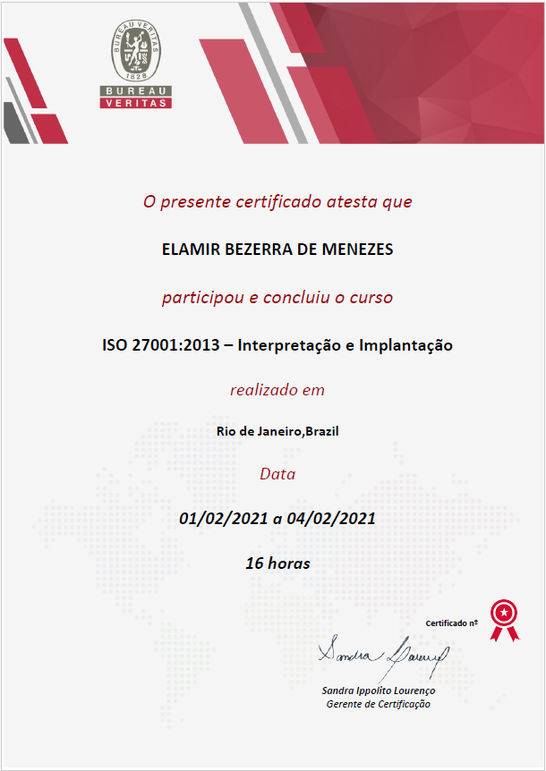 Certificado Bureau Veritas - ISO 27001:2013