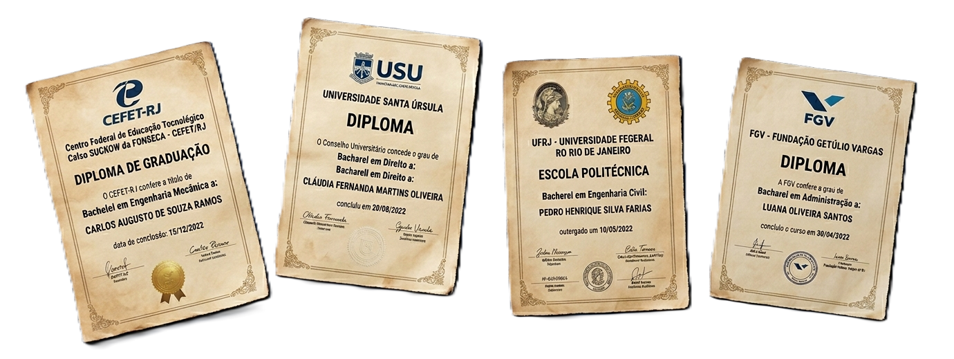 Logos das Instituições: CEFET-RJ, Santa Úrsula, UFRJ e FGV